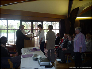 Course participants receiving their certificates at the BWC nnual award ceremony June 2011